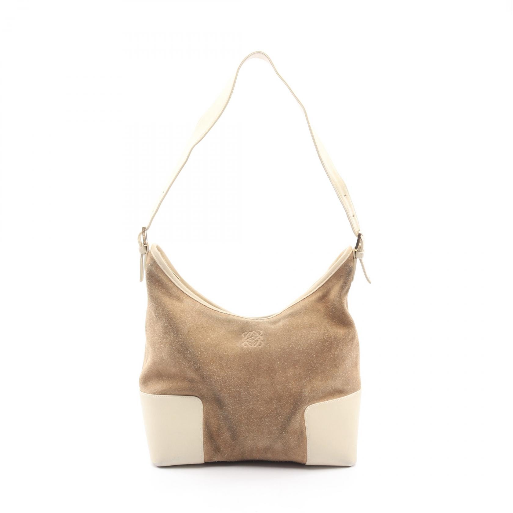 ロエベ LOEWE アナグラム ショルダーバッグ バッグ スウェード レザー レディース ベージュ系 / アイボリー系 【中古】