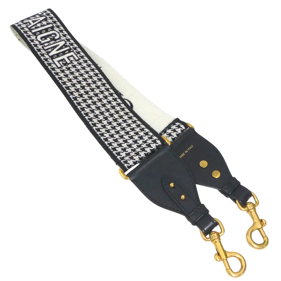 クリスチャンディオール Christian Dior ショルダーストラップ 30モンテーニュロゴ キャンバス/レザー ブラック×ホワイト レディース【中古】 56108a