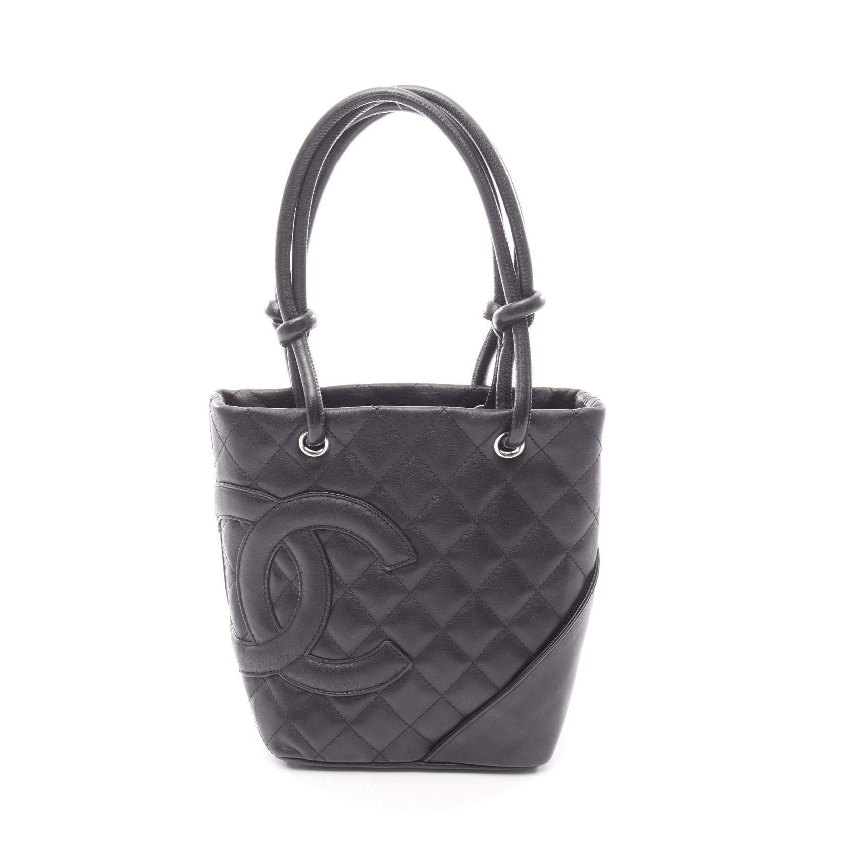 シャネル CHANEL カンボンライン スモール トートバッグ バッグ レザー レディース ブラック系 【中古】