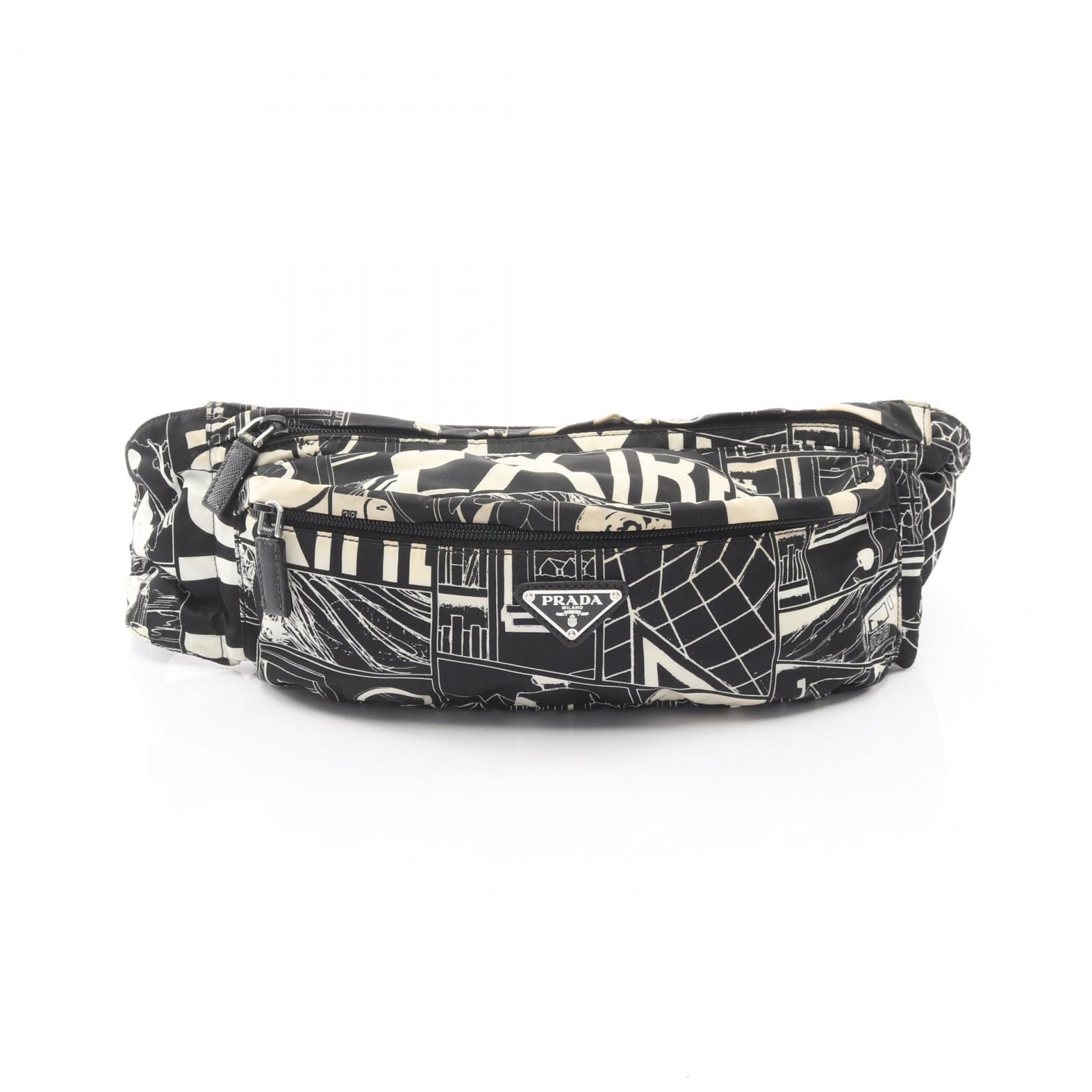 プラダ PRADA TESSUTO COMICS ウエストバッグ ボディバッグ バッグ ナイロン サフィアーノレザー メンズ レディース ブラック系 / ホワイト系 2VL132 【中古】