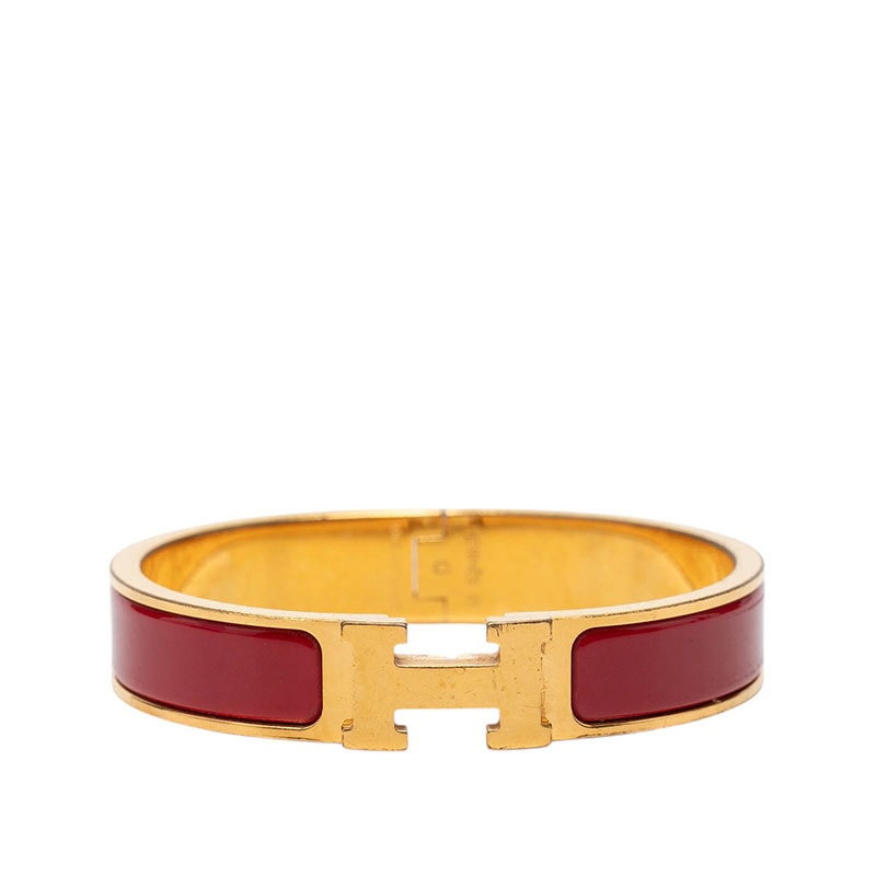 エルメス クリックH PM エナメルブレスレット バングル ゴールド レッド メッキ レディース HERMES 【中古】