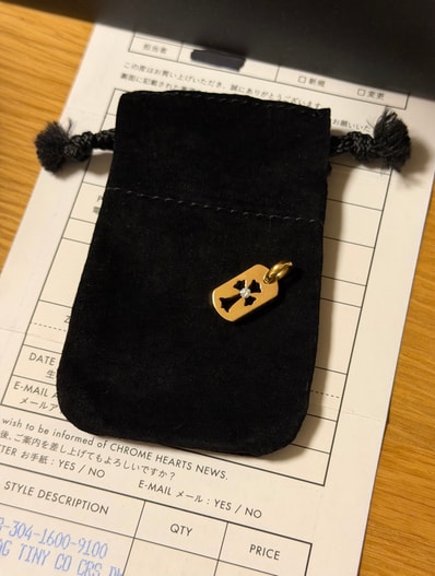 Chrome Hearts 22K Dog Tag Tiny Cut Out Cross with Diamond "Yellow Gold"