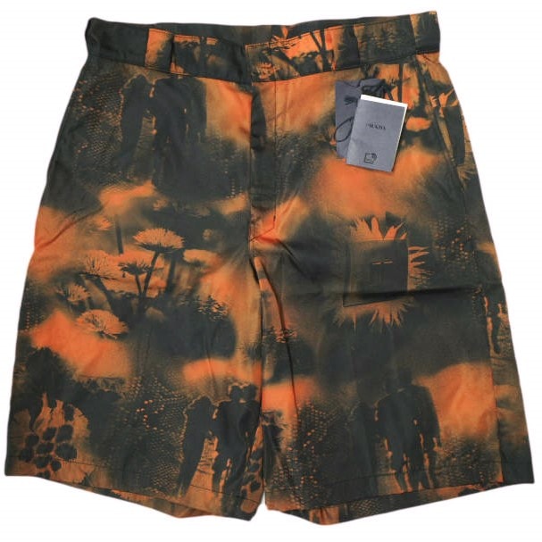 PRADA プラダ 22AW イタリア製 Re-Nylon Human Pantalone Shorts リナイロンバミューダショーツ SPG32 S182 11PZ 50 Orange トライアングルロゴ ショートパンツ ボトムス g21098