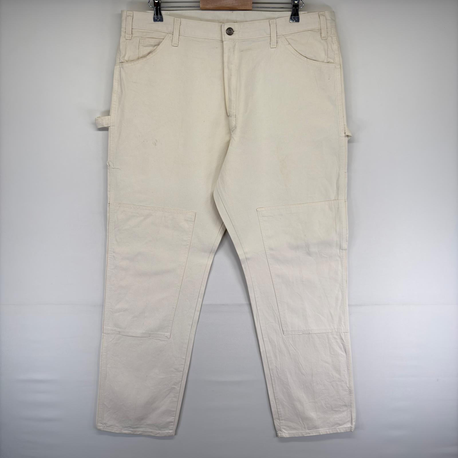 古着 ディッキーズ Dickies パンツ ペインター ワンポイントロゴ ジッパーフライ ハンマーループ W40 L34  ホワイト系 メンズ