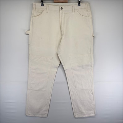 古着 ディッキーズ Dickies パンツ ペインター ワンポイントロゴ ジッパーフライ ハンマーループ W40 L34 ホワイト系 メンズ