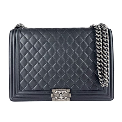 シャネル CHANEL ショルダーバッグ ボーイシャネル ラージ レザー ブラック レディース【中古】 z10470