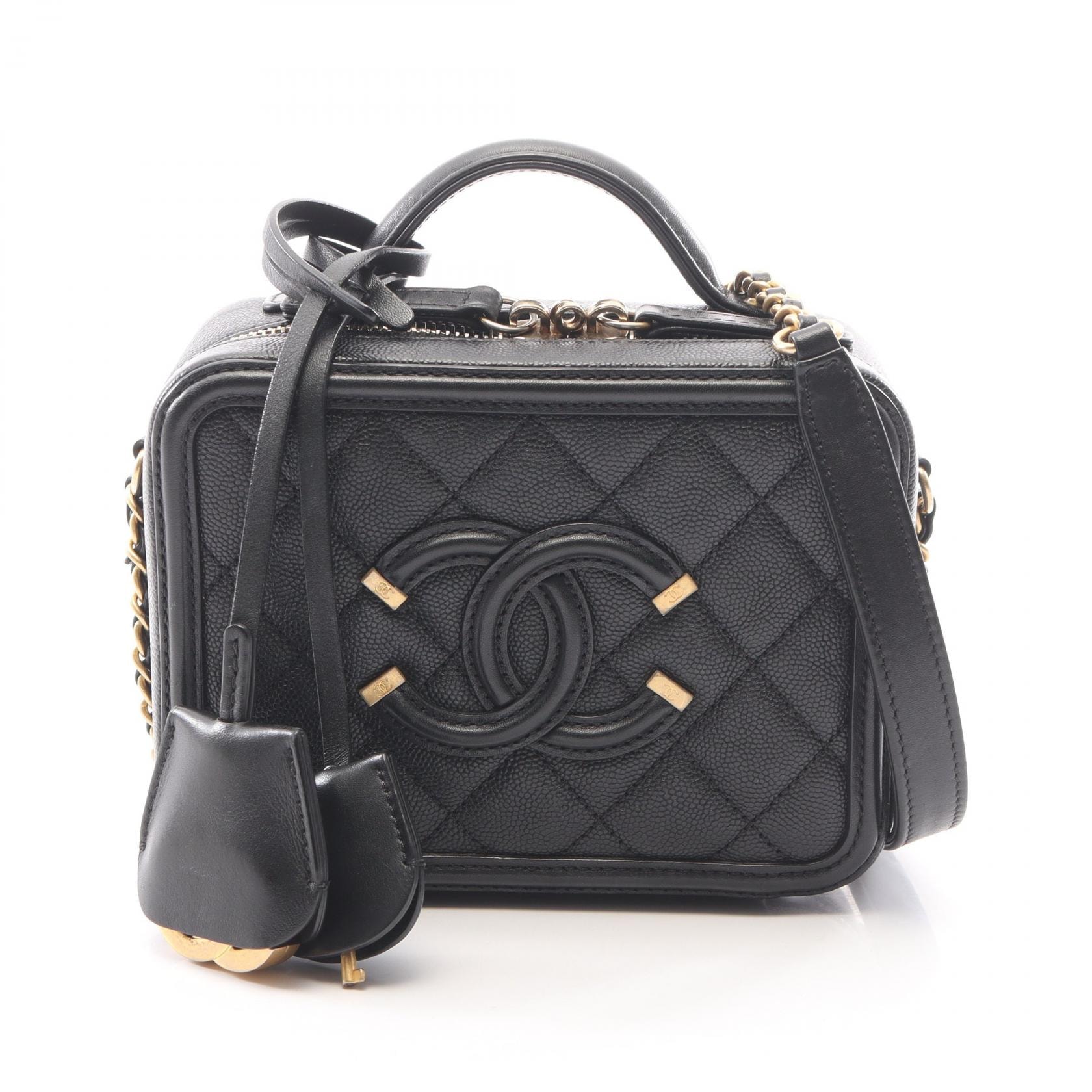 シャネル CHANEL CCフィグリー スモール バニティバッグ 2WAY ショルダーバッグ バッグ キャビアスキン(グレインドカーフ) レザー レディース ブラック系 【中古】