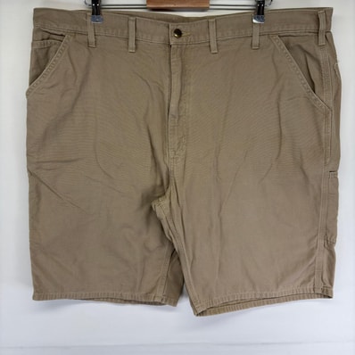 古着 カーハート Carhartt ダック パンツ ペインター ハーフパンツ ワーク ジッパーフライ ワンポイントロゴ w44 ベージュ系 メンズ