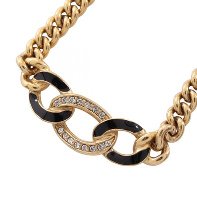 ディオール Dior チェーンストーン ネックレス ジュエリー GP(ゴールドメッキ) ラインストーン レディース ゴールド系 / クリア系 / ブラック系 【中古】