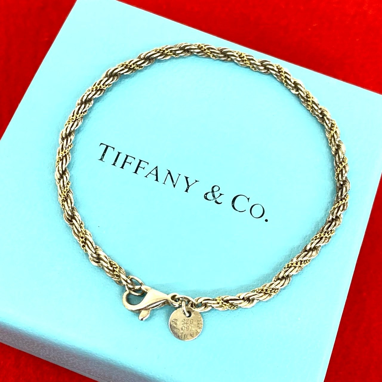 TIFFANY&Co. ティファニー ツイスト ロープ ブレスレット シルバー925 K18イエローゴールド ブレスレット シルバー
 455-9