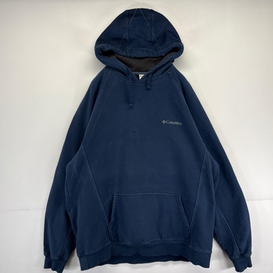 古着 コロンビア Columbia パーカー スウェットパーカー プルオーバー フーディ アウトドア 大きいサイズ XL ネイビー メンズ
