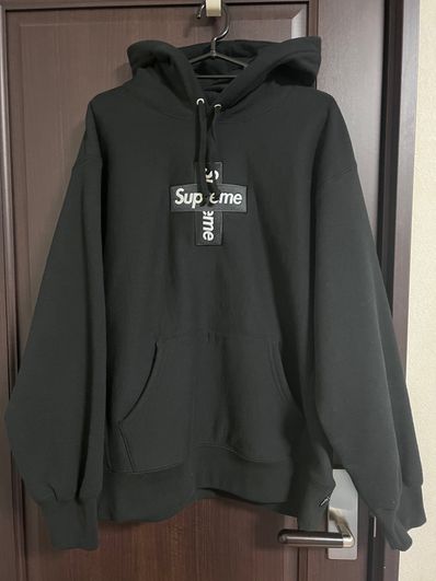 Supreme Cross Box Logo Hooded Sweatshirt "Black"
