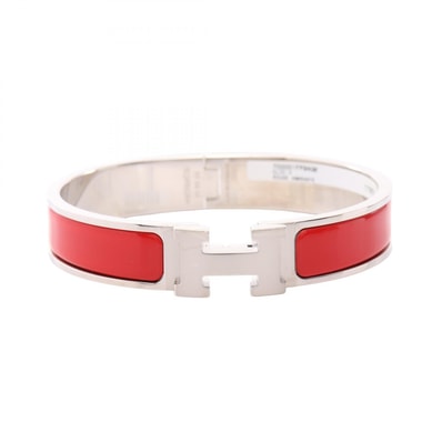 エルメス HERMES クリッククラックPM バングル アクセサリー メタル エナメル レディース シルバー系 / レッド系 【中古】