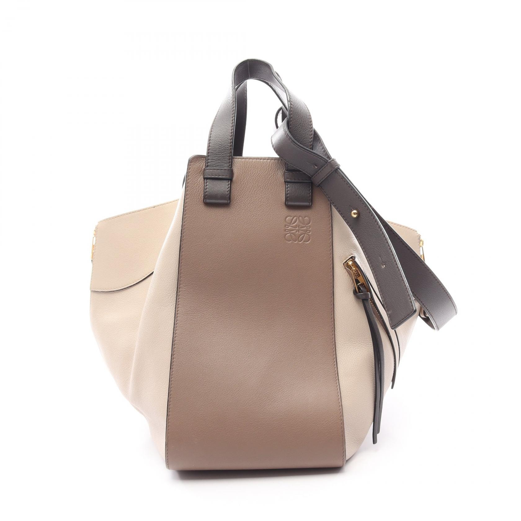 ロエベ LOEWE HAMMOCK MEDIUM ハンモック ミディアム 2WAY ハンドバッグ バッグ レザー レディース ベージュ系 / グレー系 / ブラウン系 【中古】