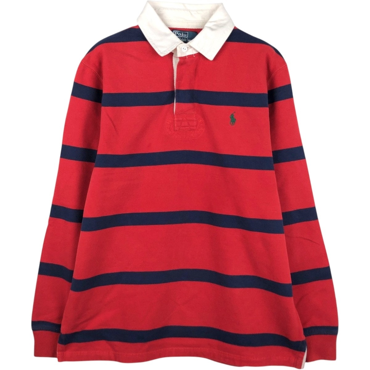 古着 ラルフローレン Ralph Lauren POLO by Ralph Lauren ボーダー柄 長袖 ラガーシャツ メンズL相当/eaa672786