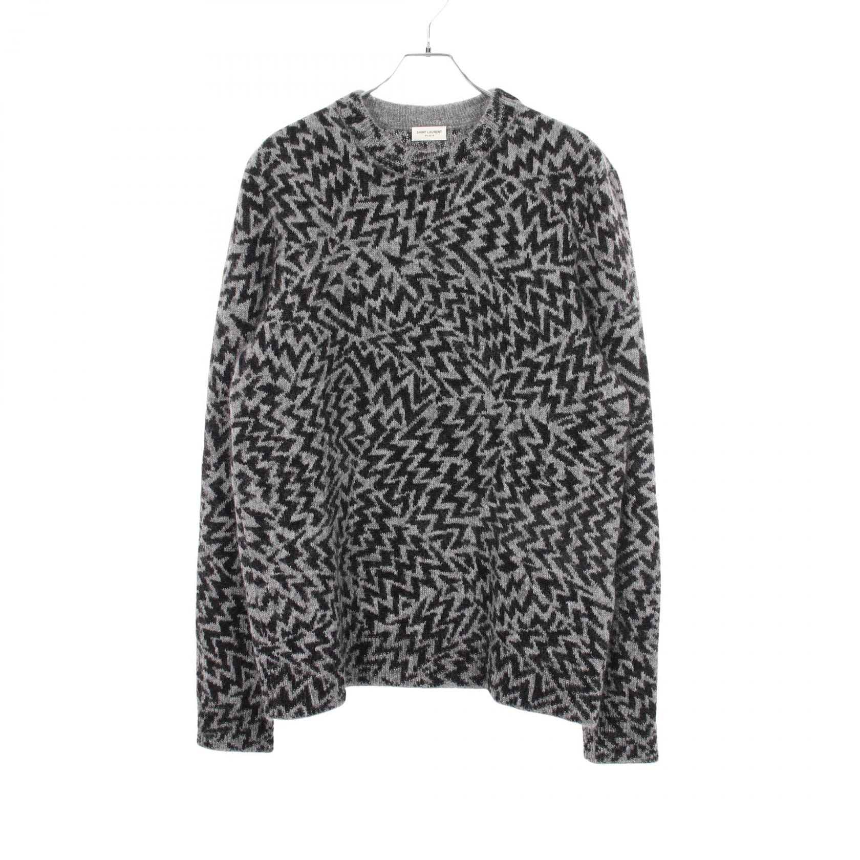 サンローランパリ SAINT LAURENT PARIS ジグザグ柄 ニット 衣料品 トップス ウール モヘヤ メンズ ブラック系 / グレー系 577642 【中古】