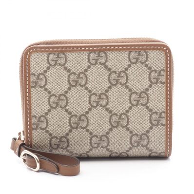 グッチ GUCCI GGエンブレム ジップ ミニ ウォレット 二つ折り財布 財布 レザー PVC レディース ベージュ系 / ブラウン系 819131FAD6L9758 【新品】