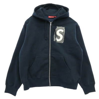 Supreme シュプリーム 25AW S Logo Zip Up Hooded Sweatshirt ロゴ ジップアップ フーデッド スウェットシャツ パーカー ネイビー系 M【極上美品】【中古】