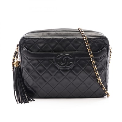 シャネル CHANEL マトラッセ タッセル ショルダーバッグ バッグ ラムスキン(羊革) レディース ブラック系 【中古】