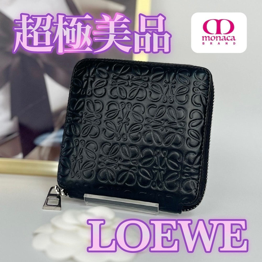 LOEWEジップアナグラムウォレット【美品】 LOEWE（ロエベ） LOEWE SQUARE ZIP WALLET リピートアナグラム