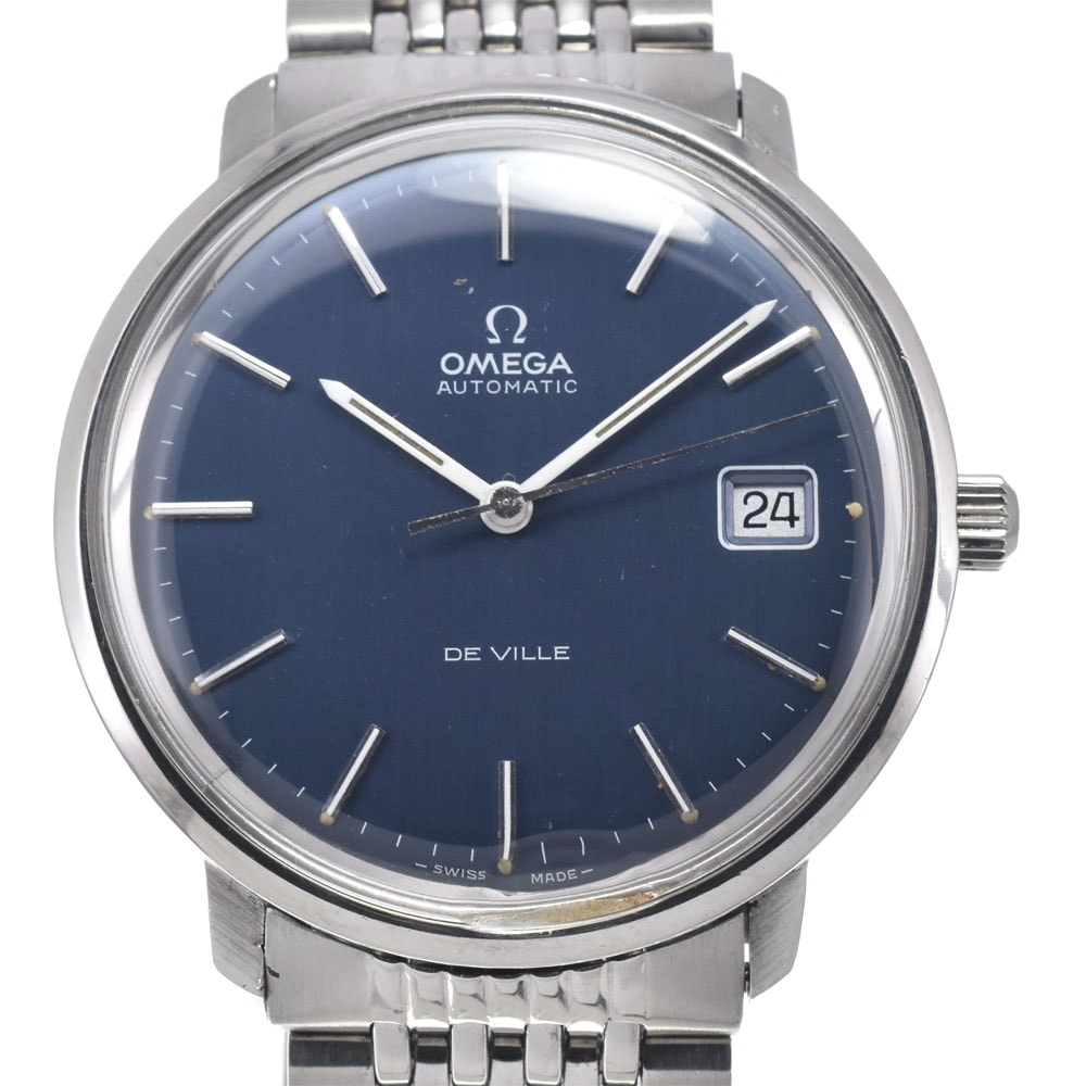 オメガ OMEGA デビル ワンピースケース デイト ブルー 自動巻き メンズ 良品 腕時計 M#146208