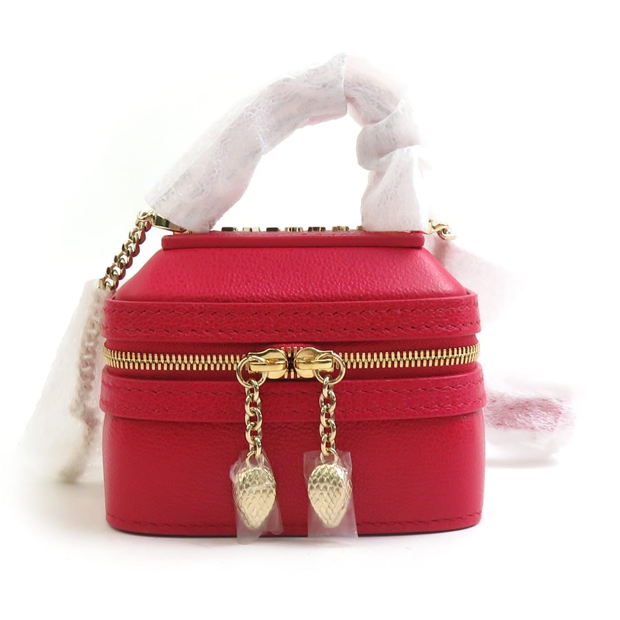 ブルガリ BVLGARI ポーチ ショルダーポーチ セルペンティ レザー/メタル レッド レディース【中古】 h31219a