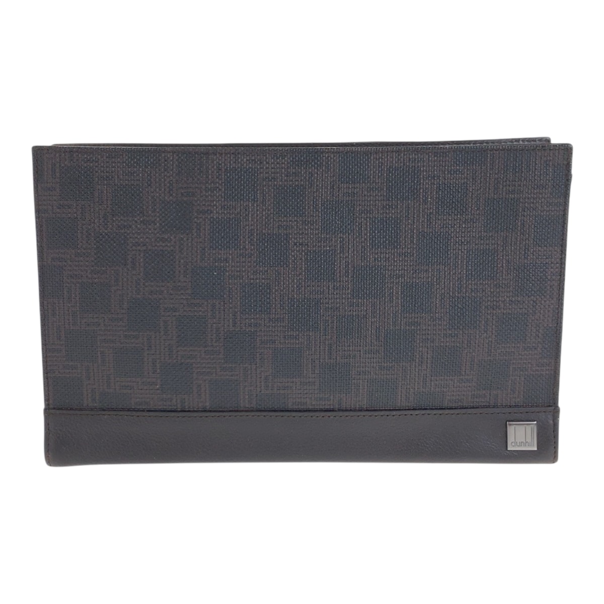 美品 Dunhill ダンヒル ダークブラウン ガンメタ金具 PVC レザー/ セカンドバッグ クラッチバッグ 600279 【中古】