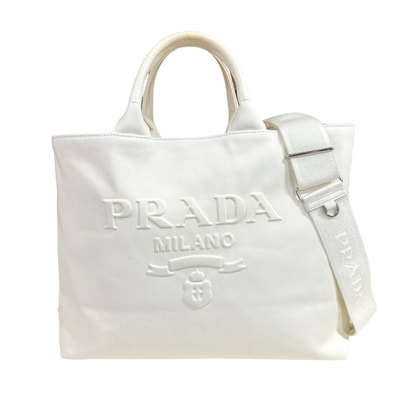 プラダ ショルダーバッグ キャンバス 1BG395 ホワイト レディース PRADA 中古