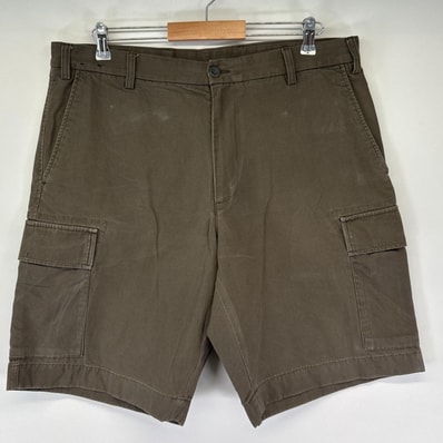 古着 ノーティカ NAUTICA ショートパンツ カーゴ ハーフ ショーツ ダック ワンポイント 大きいサイズ w38 ブラウン系 メンズ