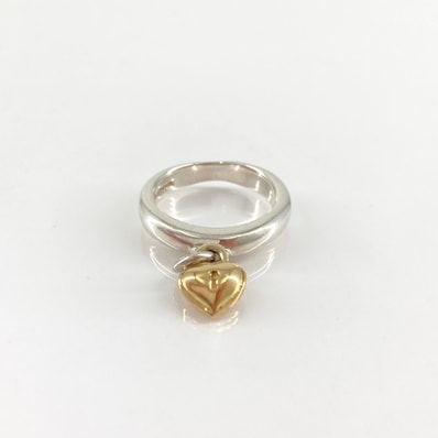 TIFFANY&Co.(ティファニー) ハートロック Ag925/750 ドロップチャーム #10号 リング・指輪 5.71g シルバー×ゴールド