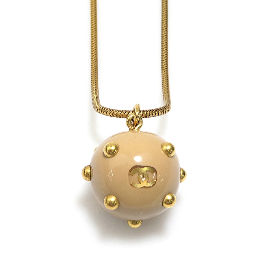 シャネル CHANEL ネックレス ココマーク メタル/レジン ゴールド/ベージュ レディース【中古】 e61471a