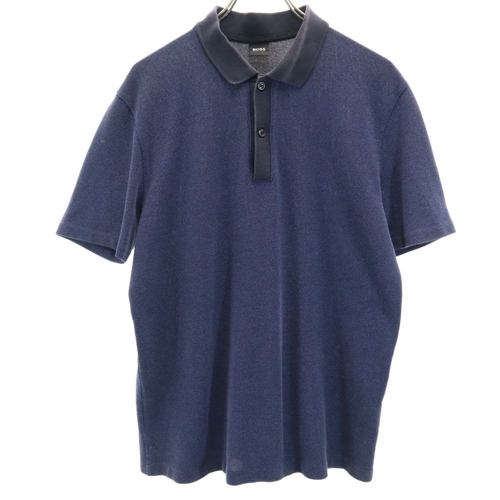 HUGO BOSS ヒューゴボス 半袖 ポロシャツ L ネイビー系 鹿の子