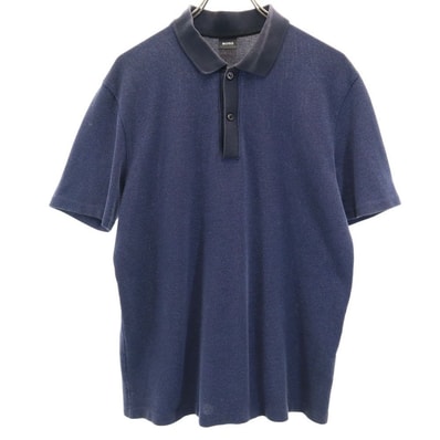 HUGO BOSS ヒューゴボス 半袖 ポロシャツ L ネイビー系 鹿の子