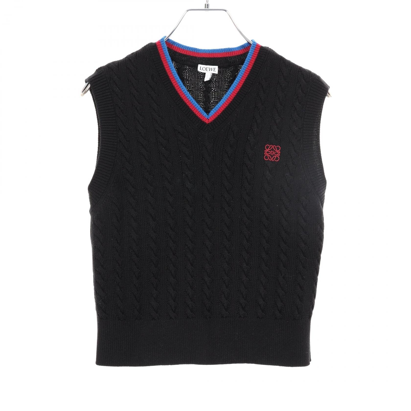 ロエベ LOEWE アナグラム ニット ベスト 衣料品 トップス コットン レディース ブラック系 / レッド系 / ブルー系 S359Y14KGD 【中古】