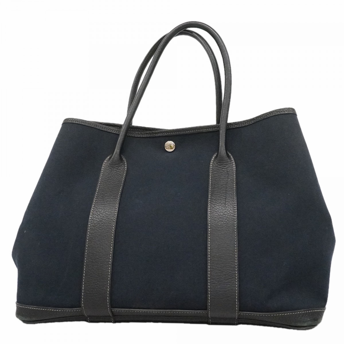 【6fd5830】エルメス トートバッグ ガーデンパーティPM トワルオフィシエ ブラック シルバー金具 □N刻印【中古】レディース