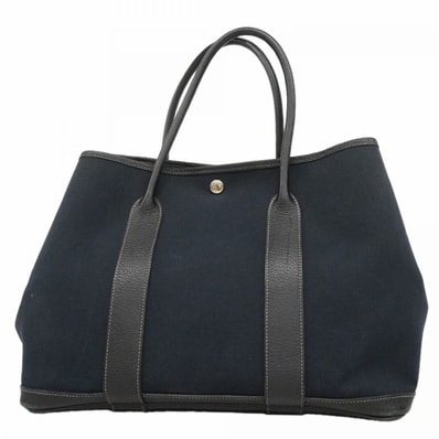 【6fd5830】エルメス トートバッグ ガーデンパーティPM トワルオフィシエ ブラック シルバー金具 □N刻印【中古】レディース