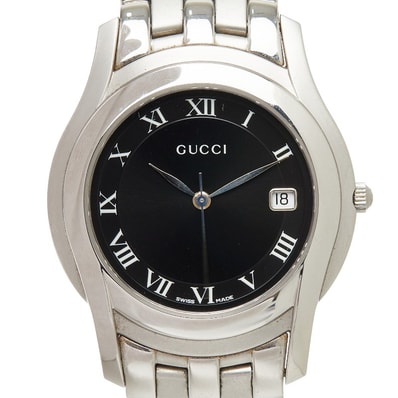 グッチ 腕時計 5500M クオーツ ブラック文字盤 ステンレススチール レディース GUCCI 【中古】