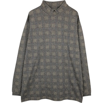 古着 エルエルビーン L.L.Bean チェック柄 千鳥格子柄 ハイネック ロングTシャツ ロンT USA製 メンズXL相当/eaa672533