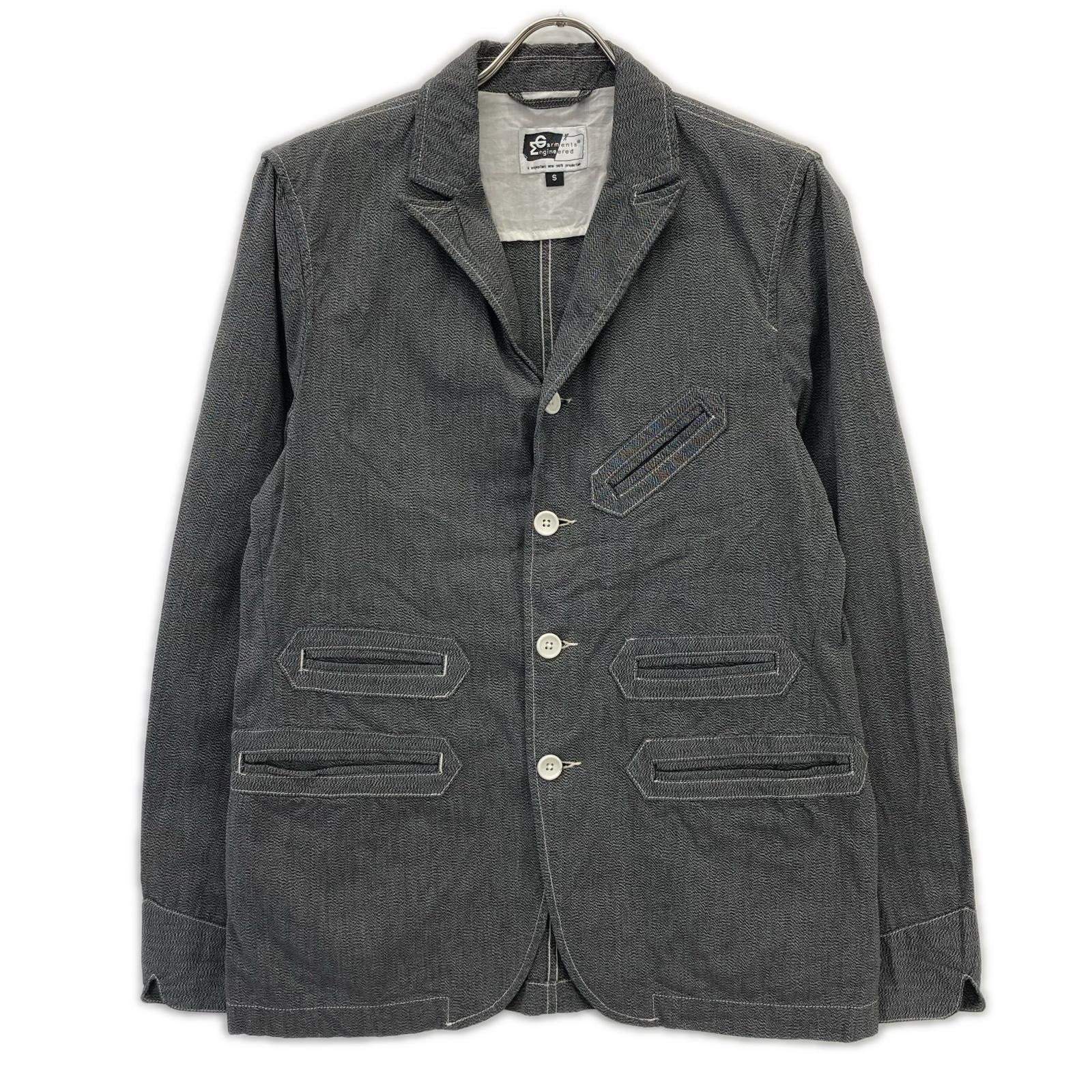 エンジニアードガーメンツ グレー×ホワイト ステッチ レイルローダージャケット S