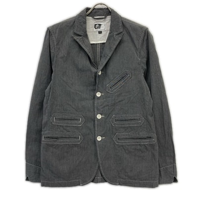 エンジニアードガーメンツ グレー×ホワイト ステッチ レイルローダージャケット S
