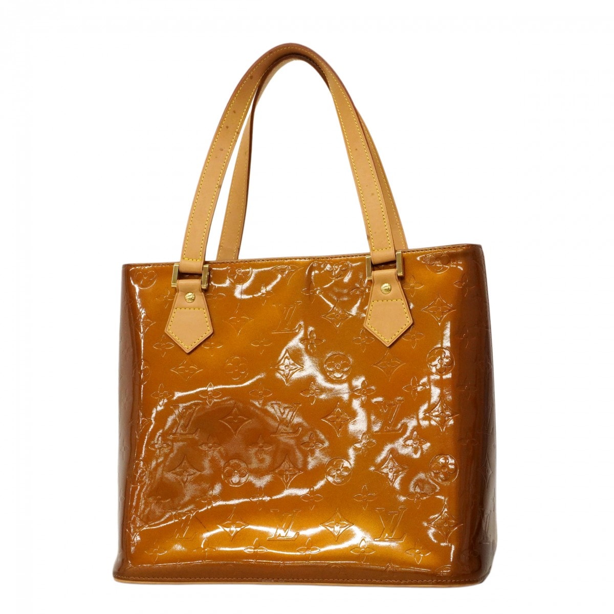 【6da0677】ルイヴィトン トートバッグ ヴェルニ ヒューストン  M91122  ブロンズ【中古】レディース