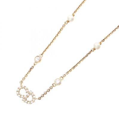 ディオール Dior CDロゴ ネックレス ジュエリー GP(ゴールドメッキ) フェイクパール / ラインストーン レディース ゴールド系 / ホワイト系 / クリア系 【中古】