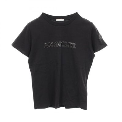 モンクレール MONCLER ロゴ ラインストーン クルーネック 半袖Tシャツ 衣料品 トップス コットン メンズ ブラック系 J20938C00021 【中古】