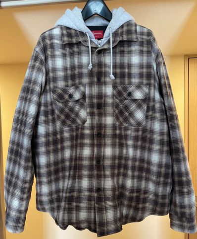 Supreme Hooded Flannel Zip Up Shirt "Brown"