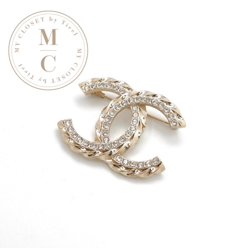 シャネル CHANEL ブローチ コサージュ ゴールド ココマーク ラインストーン