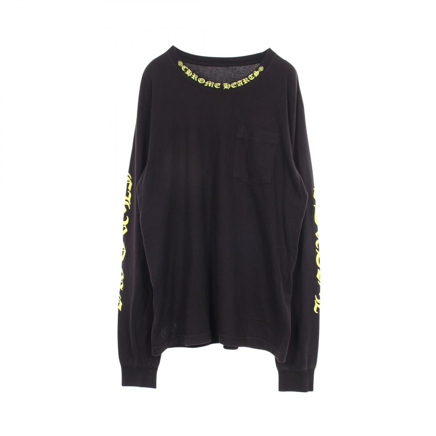 クロムハーツ CHROME HEARTS BLK NECK SCRIPT 長袖Tシャツ 衣料品 トップス コットン メンズ ブラック系 / イエロー系 【中古】