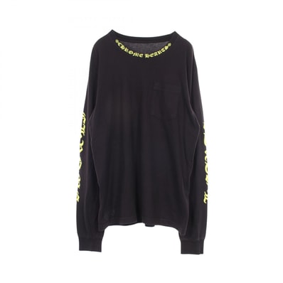 クロムハーツ CHROME HEARTS BLK NECK SCRIPT 長袖Tシャツ 衣料品 トップス コットン メンズ ブラック系 / イエロー系 【中古】