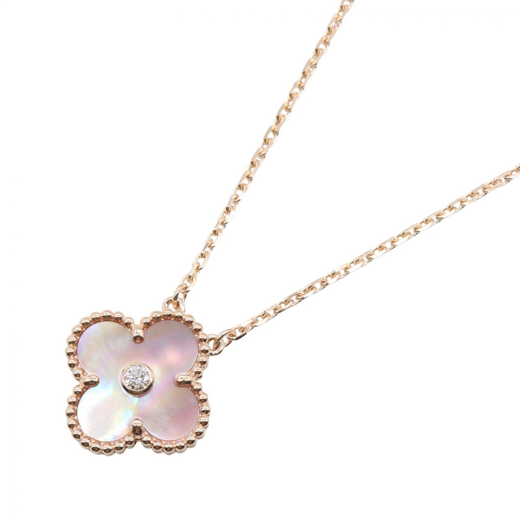 ヴァンクリーフ&アーペル Van Cleef & Arpels ヴィンテージアルハンブラ 1PD ネックレス ジュエリー K18PG(ピンクゴールド) ダイヤモンド ピンクマザーオブパール レディース ゴールド系 / ピンク系 / クリア系