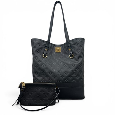 LOUIS VUITTON 極美品 ルイヴィトン シタディンPM モノグラムアンプラント ブルーアンフィニ トートバッグ M40517 レザー VI3141 ハンドバッグ LV ヴィトン Aランク 中古 鑑定済