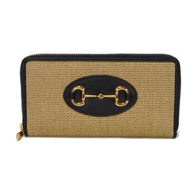 GUCCI グッチ ホースビット 1955 ジップアラウンドウォレット ネイビー ラウンドファスナー マチ付き 札入れ カードケース コインケース ロングジップウォレット 美品 日本限定 キャンバス ベージュ 長財布 621889 H58AG 2599